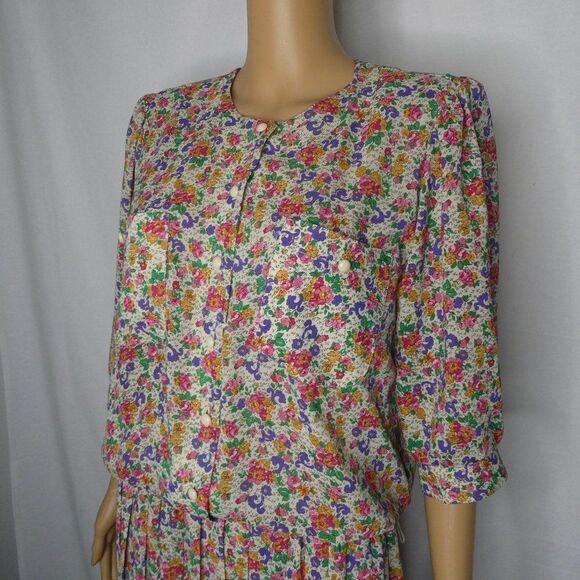 Breli Originals Vintage Floral Dress 1/2 Sleeve Plus Size 14 - Picture 2 of 9